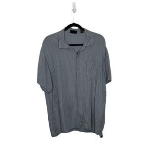 Greg Norman Collection Grey Short Sleeve Linen Blend Button Down Collar Shirt XL